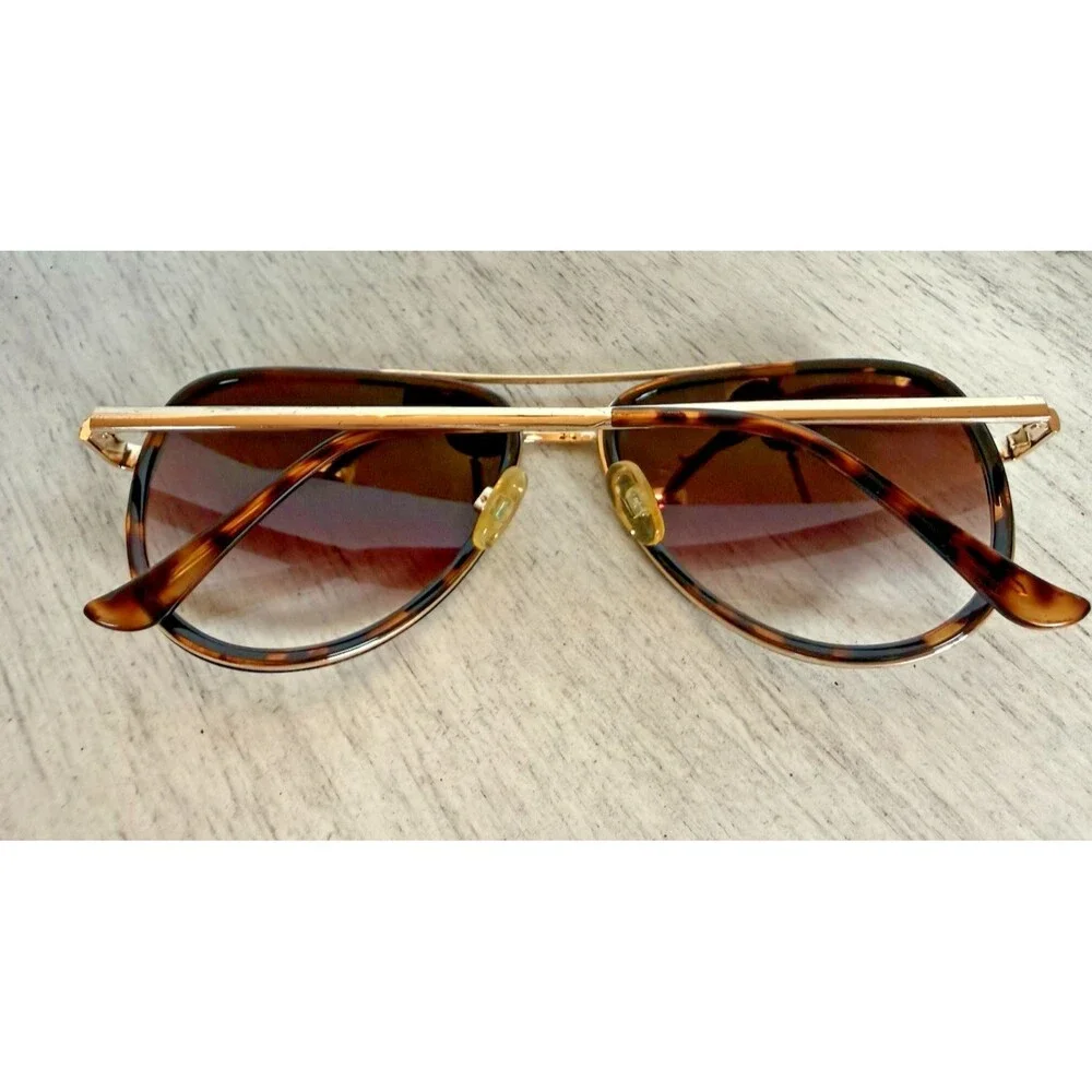 Quay All In Mini Aviator Sunglasses Tortoise Gold Frame Brown Gradient Lenses